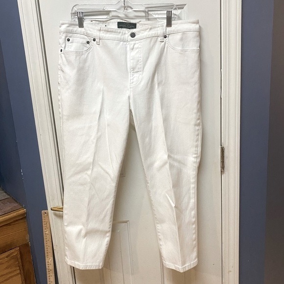 Women’s LRL Lauren Ralph Lauren cropped  ankle denim white jeans size 16 - Picture 1 of 10